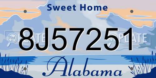 8J57251 Alabama License Plate