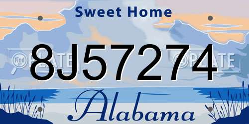8J57274 Alabama License Plate