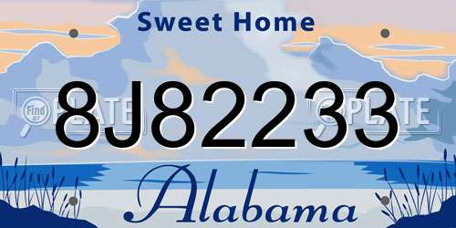 8J82233 Alabama License Plate