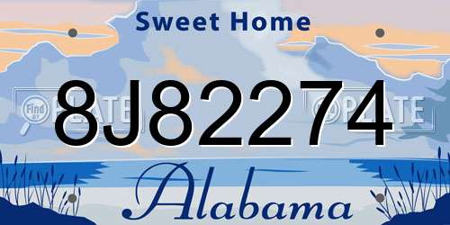 8J82274 Alabama License Plate