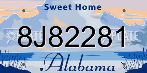 8J82281 Alabama License Plate