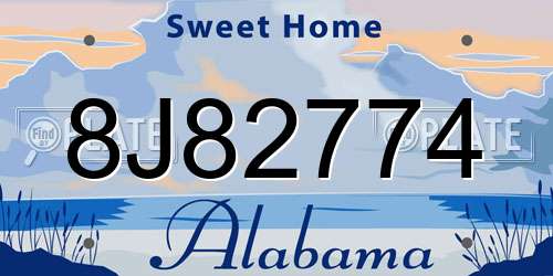 8J82774 Alabama License Plate
