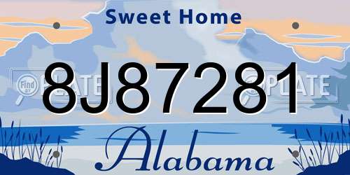 8J87281 Alabama License Plate