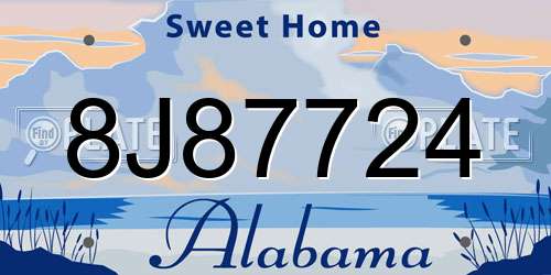 8J87724 Alabama License Plate