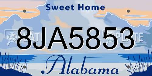 8JA5853 Alabama License Plate