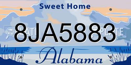 8JA5883 Alabama License Plate