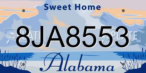 8JA8553 Alabama License Plate