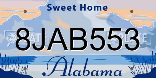 8JAB553 Alabama License Plate