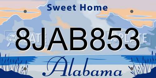 8JAB853 Alabama License Plate