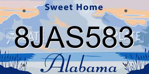 8JAS583 Alabama License Plate