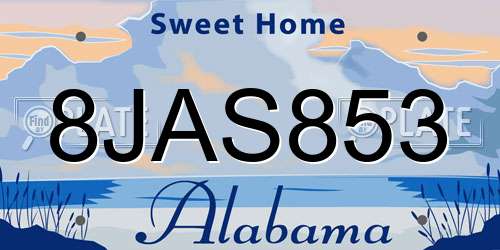8JAS853 Alabama License Plate