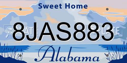 8JAS883 Alabama License Plate