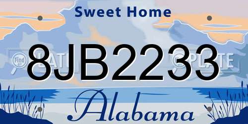 8JB2233 Alabama License Plate