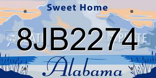 8JB2274 Alabama License Plate