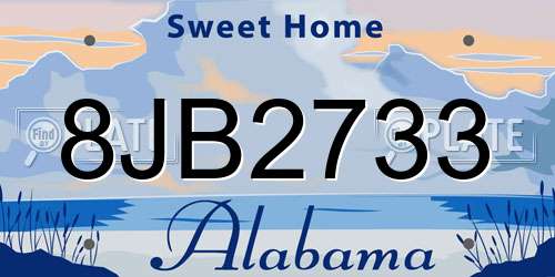 8JB2733 Alabama License Plate