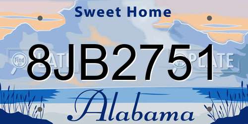 8JB2751 Alabama License Plate