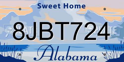 8JBT724 Alabama License Plate