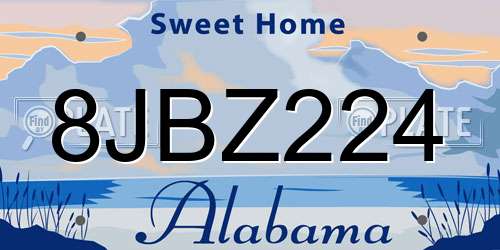 8JBZ224 Alabama License Plate