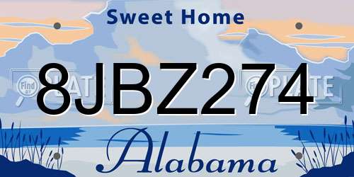 8JBZ274 Alabama License Plate