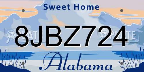 8JBZ724 Alabama License Plate