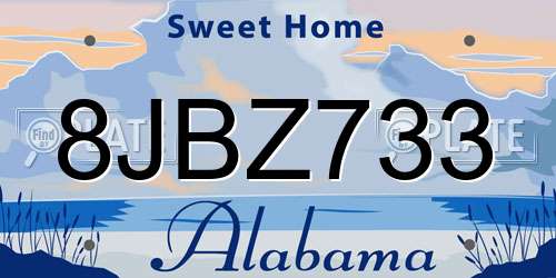 8JBZ733 Alabama License Plate