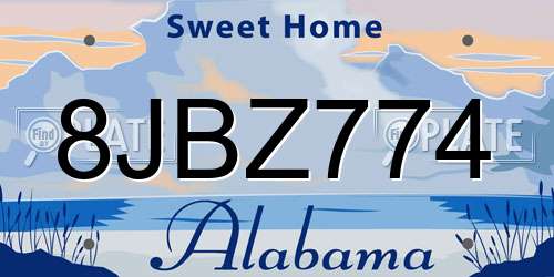 8JBZ774 Alabama License Plate