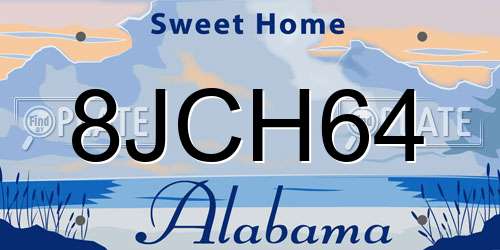 8JCH64 Alabama License Plate