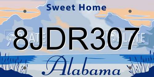 8JDR307 Alabama License Plate