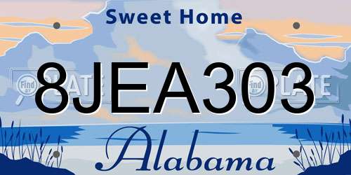 8JEA303 Alabama License Plate