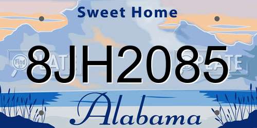 8JH2085 Alabama License Plate
