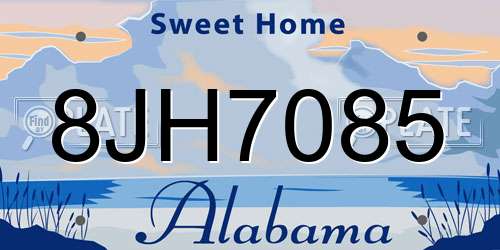 8JH7085 Alabama License Plate