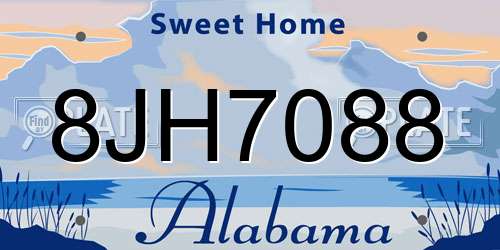 8JH7088 Alabama License Plate