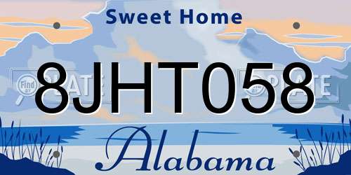 8JHT058 Alabama License Plate