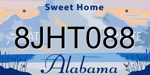 8JHT088 Alabama License Plate