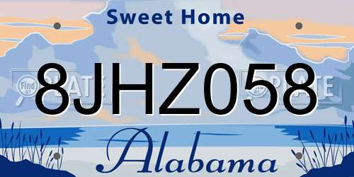 8JHZ058 Alabama License Plate