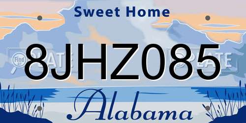 8JHZ085 Alabama License Plate