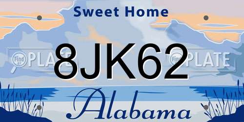 8JK62 Alabama License Plate