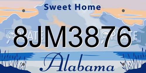 8JM3876 Alabama License Plate