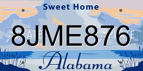8JME876 Alabama License Plate