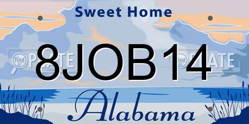 8JOB14 Alabama License Plate