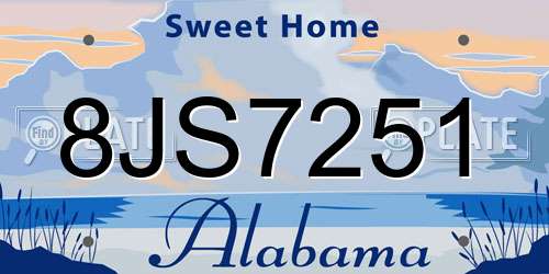 8JS7251 Alabama License Plate