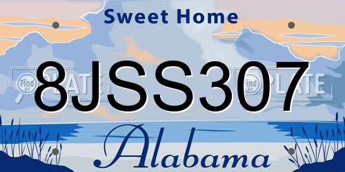 8JSS307 Alabama License Plate