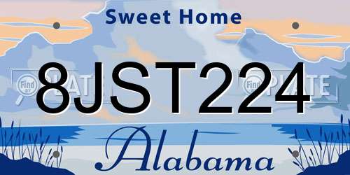 8JST224 Alabama License Plate