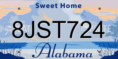 8JST724 Alabama License Plate