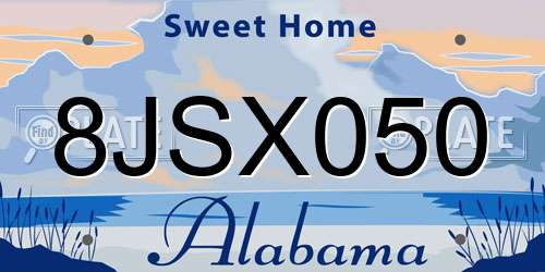 8JSX050 Alabama License Plate
