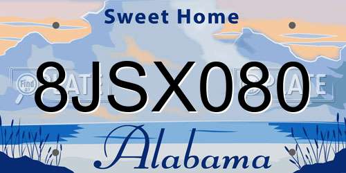 8JSX080 Alabama License Plate