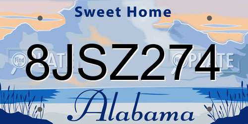 8JSZ274 Alabama License Plate