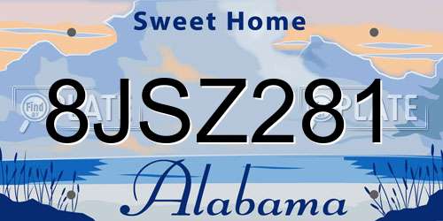 8JSZ281 Alabama License Plate
