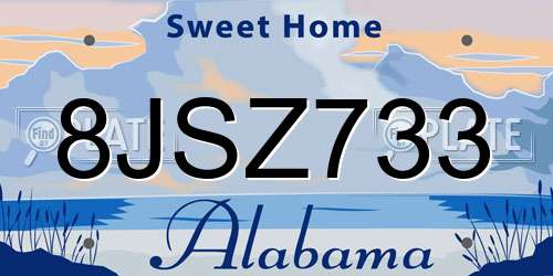 8JSZ733 Alabama License Plate