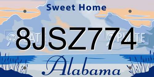 8JSZ774 Alabama License Plate
